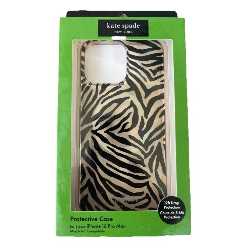 KATE SPADE iPhone 16 Pro Max Dark Zebra Print Protective Case BRAND NEW